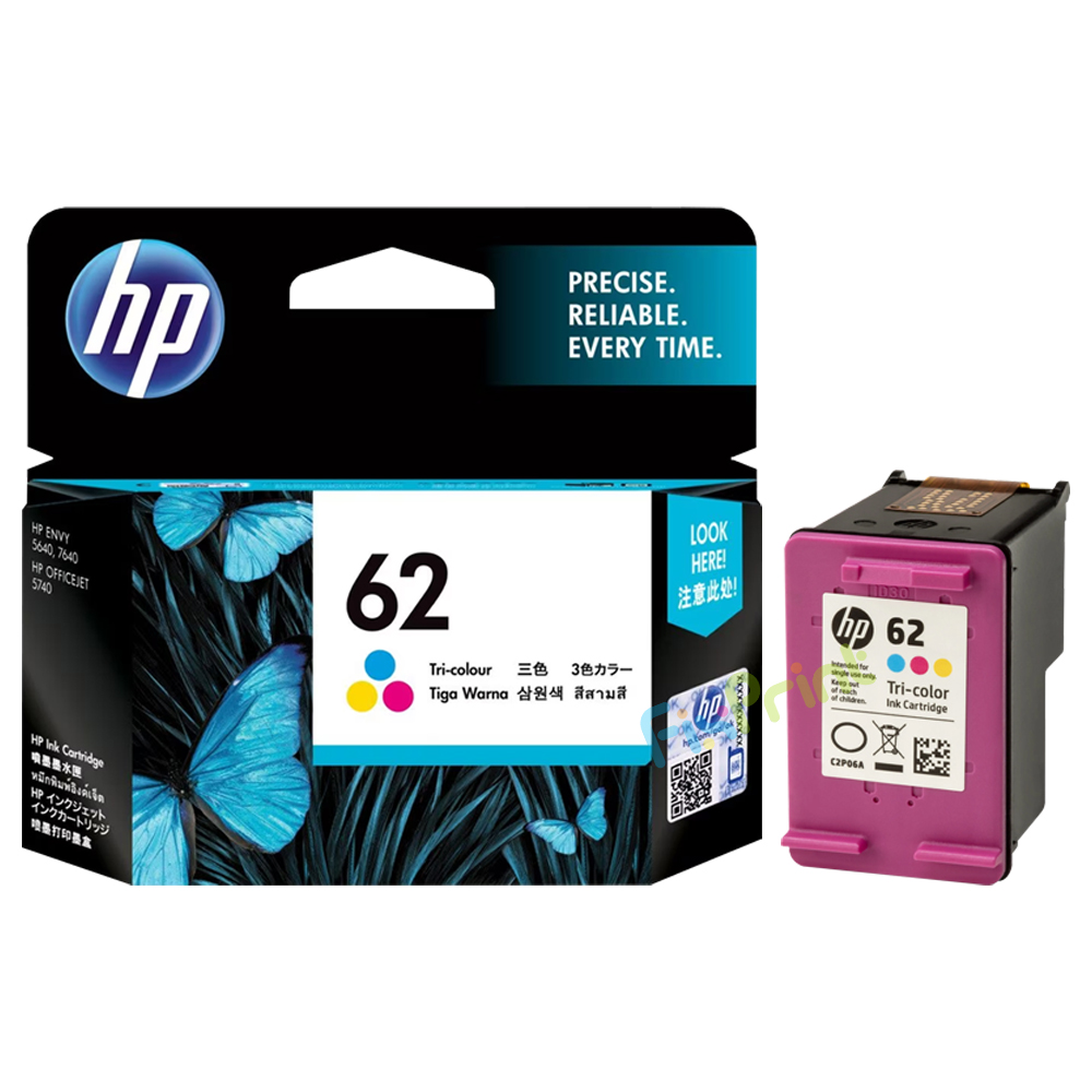 Cartridge Original HP 62 Color C2P06AA, Tinta Printer HP Envy 5540 5541 5542 5544 5546 5548 5640 5642 5644 5646 7640 7643 - HP Officejet 200 250 Mobile 5740 5742 5744 5746 e-All-in-One