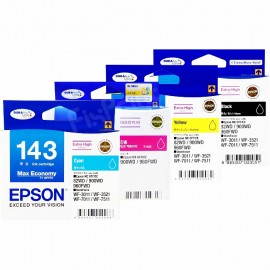 Cartridge Printer Epson 143 T143 T 143 Yellow, Tinta Printer Epson Work Force WF7511 WF7521 WF3011 WF3521 WF7011 ME900WD 940FWD 960FWD Original