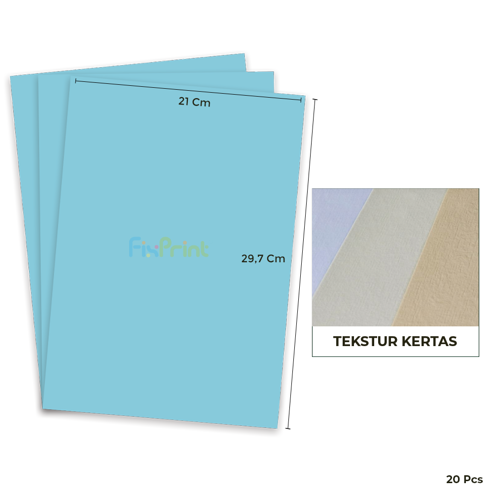 Kertas Concorde A4 90gr isi 20 Lembar Biru, Kertas Label 210mm x 297mm For Inkjet Laserjet isi 20 Lembar, Paper Concorde Blue