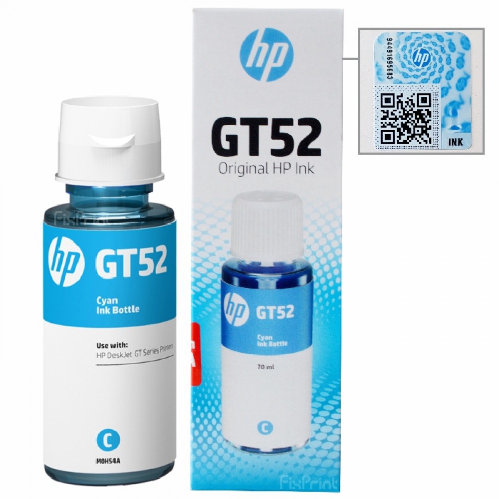 Tinta Refill HP Original GT52 Cyan M0H54A 70ml, Tinta Refill Printer HP DeskJet GT5810 GT 5820 All in One InkTank 115 310 315 319 350 415 419 410 SmartTank 450 510 550 610