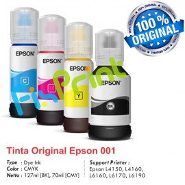 Tinta Refill Epson Original Ori 001 Black 127ml C13T03Y100, Tinta Refill Printer Epson L4150 L4160 L4260 L6160 L6260 L6170 L6270 L6190 L6290 L4266 L14150